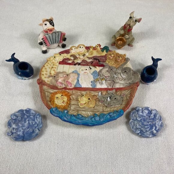1996 Popular Imports Noah's Ark Resin Tea Set – Whales & Mouse Figures - Picture 3 of 7